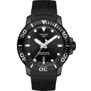 【TISSOT 天梭】水鬼 Seastar 海洋之星陶瓷潛水機械錶-PVD/43mm(T1204073705100)