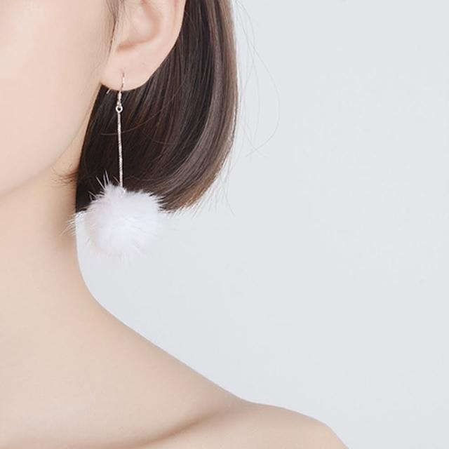 【Angel】暖冬水貂絨球質感垂墜耳環(12色可選)