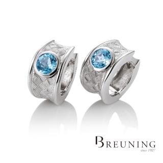 【德國 Breuning】純淨的藍 拓帕石編織紋耳環(925 純銀)