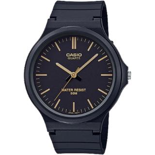 【CASIO 卡西歐】簡約指針設計時尚錶-黑x金色時刻(MW-240-1E2)