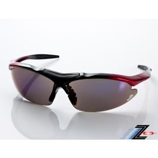 【Z-POLS】頂級TR90彈性輕量黑紅漸層 搭載PC防爆電鍍運動太陽眼鏡(抗UV400抗烈陽多功能輕量運動眼鏡)