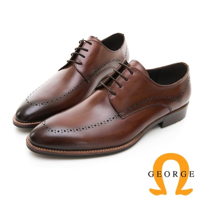 【GEORGE 喬治皮鞋】Amber 商務時尚 圓頭立體楦頭紳士皮鞋-咖啡色835013BW-20