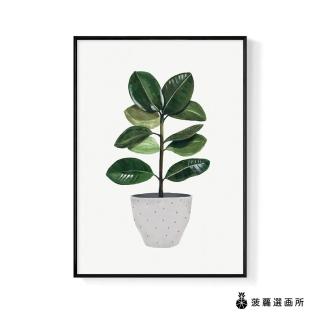 【菠蘿選畫所】盆栽意趣 – 橡膠樹-50x70cm(畫/植物/餐桌佈置/拍照道具/咖啡廳/客廳)