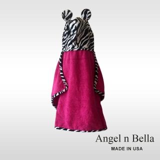 【Angel n Bella】兒童連帽浴巾(桃紅斑馬)