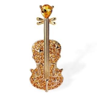 【RJNewYork】英倫時尚迷人小提琴水晶鋯石胸針別針兩用(3色可選)