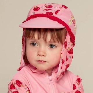 【Playshoes】嬰兒童抗UV防曬水陸兩用遮頸帽-草莓(護頸遮脖遮陽帽泳帽)