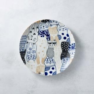 【有種創意食器】日本美濃燒 - 酷花貓餐盤(藍)
