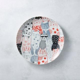 【有種創意食器】日本美濃燒 - 酷花貓餐盤(紅)