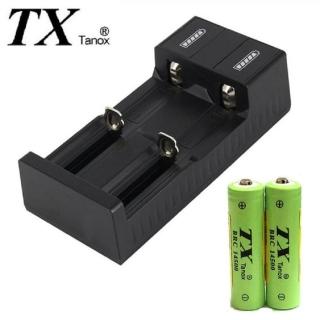 【TX特林】600mAh14500鋰充電池2入附USB充電器(LI14500-2-USB)