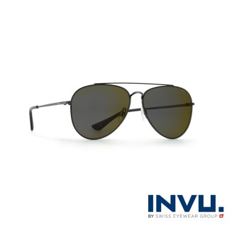 【INVU瑞士】來自瑞士時尚飛行員造型水銀偏光太陽眼鏡(金-P1904C)