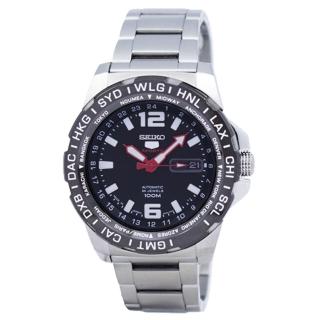 【SEIKO 精工】運動機械男錶 不鏽鋼錶帶 黑 夜光指針 防水100米(SRP685J1)