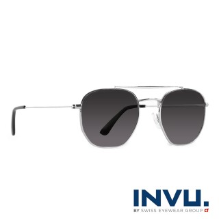 【INVU】瑞士簡約雙梁飛行員偏光太陽眼鏡(銀-B1000C)