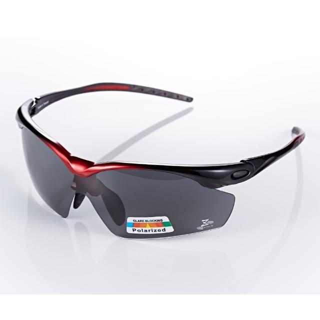 【Z-POLS】新一代TR彈性輕量材質搭載100%Polarized頂級偏光運動眼鏡(黑紅漸層款)