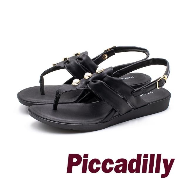 【piccadilly】時尚高雅 珍珠革質女涼鞋(黑)