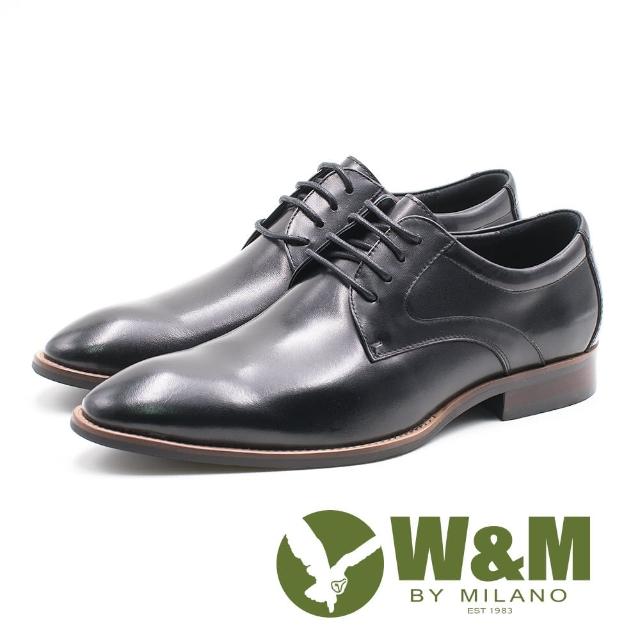 【W&M】素色極簡綁帶男皮鞋(黑)