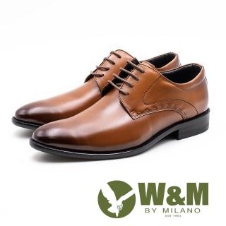 【W&M】真皮縫線造型綁帶皮鞋 男鞋(棕)