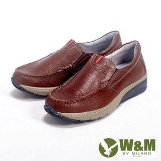 【W&M】Fit 系列健走健塑鞋 亮皮直套休閒男鞋(咖)