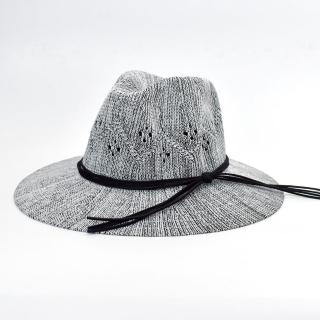 【玖飾時尚】紳士帽 灰白編織黑帶麻繩(帽子)