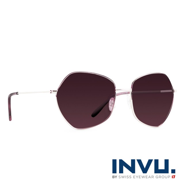 【INVU】瑞士魅力多邊菱角偏光太陽眼鏡(紫紅-T1002C)