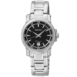 【SEIKO 精工】Premier 古典之美時尚腕錶-黑/28mm 母親節 禮物(7N82-0HP0D/SXDF43J1)