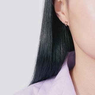 【HaNA 梨花】韓國極簡三角鏤空點鑽耳環