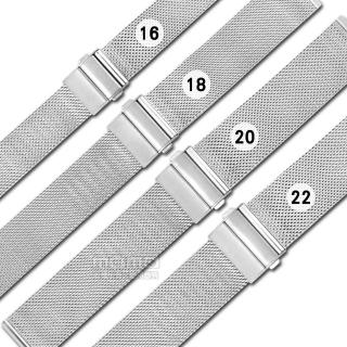 【Watchband】16.18.20.22mm / DW代用 各品牌通用 透亮 輕巧耐用 米蘭編織不鏽鋼錶帶(銀色)