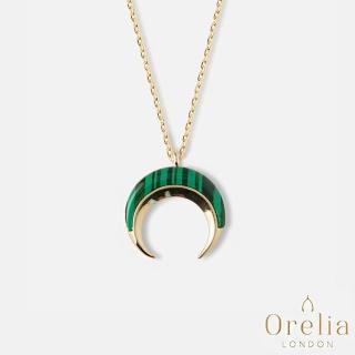 【Orelia】英國雅致品牌 Malachite Crescen 時尚孔雀綠月牙墜飾項鍊