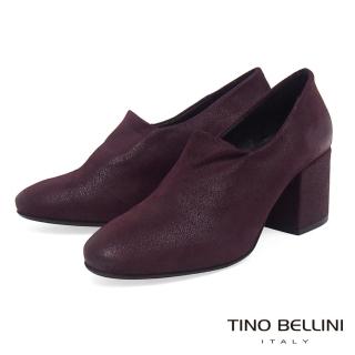 【TINO BELLINI 貝里尼】義大利進口特殊啞光布料高跟踝靴A79026(酒紅)