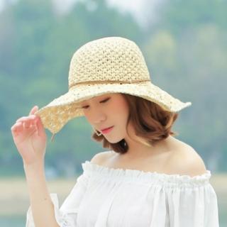 【89 zone】法式花瓣可折疊度假時尚 防曬草帽 遮陽帽(米白)