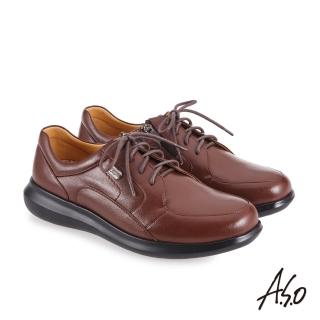 【A.S.O 阿瘦集團】機能休閒 萬步健康鞋 內腰拉鍊設計款商務休閒鞋(茶色)