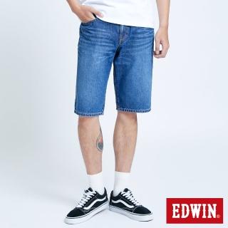 【EDWIN】男裝 仿舊五袋牛仔短褲(中古藍)
