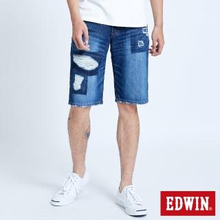 【EDWIN】男裝 破壞五袋牛仔短褲(中古藍)