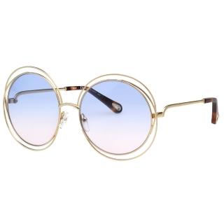 【Chloe’ 蔻依】金屬大框 太陽眼鏡 CE114SD(淡金色 小面版並可裝眼鏡鏈)