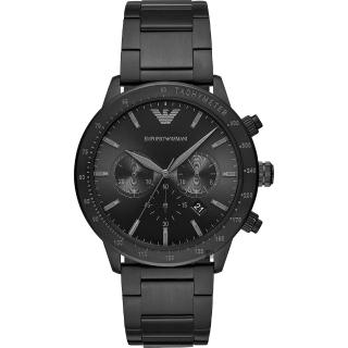 【EMPORIO ARMANI】亞曼尼 個性計時手錶-黑/43mm 畢業禮物(AR11242)