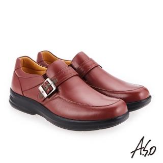 【A.S.O 阿瘦集團】厚切超動力 金屬釦氣墊休閒皮鞋(赭紅)
