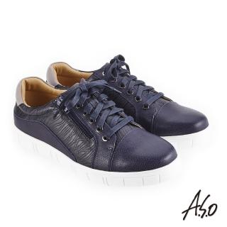 【A.S.O 阿瘦集團】輕量抗震 異材質混搭休閒鞋(藍色)