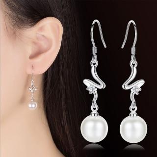 【I.Dear Jewelry】正白K-栩栩如生-韓國氣質弧度造型垂墜珍珠耳勾耳環(栩栩如生)