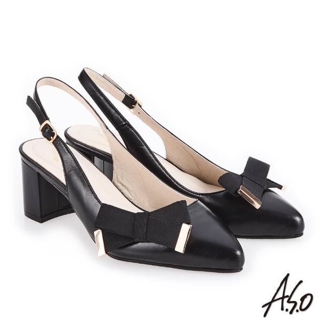 【A.S.O 阿瘦集團】義式簡約  嚴選柔軟皮革甜美印象高跟鞋(黑色)