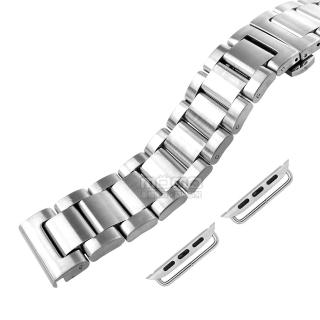 【Watchband】Apple Watch / 38.40.42.44mm / 蘋果手錶替用錶帶 霧面 蝴蝶雙壓扣 不鏽鋼錶帶(銀色)