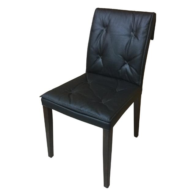 【AS雅司設計】Iris黑皮面實木餐椅-46.5x53x91cm