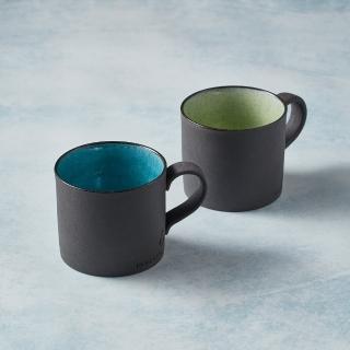 【有種創意食器】日本美濃燒 - 黑陶釉彩馬克杯-對杯組(2件式)