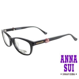【ANNA SUI 安娜蘇】Dolly Girl系列典雅框眼鏡(DG521-001-愛心裝飾-黑)