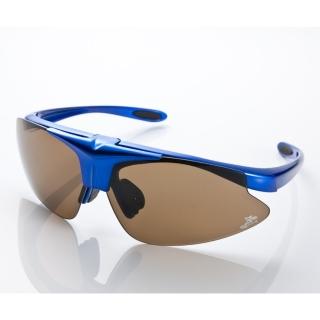 【Z-POLS】MIT頂級可掀設計寶藍款搭配帥氣茶PC防爆片頂級運動眼鏡(抗紫外線UV400 可配度數設計!)