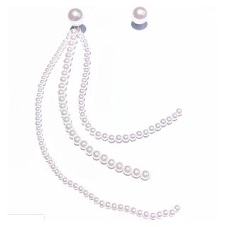 【RJNewYork】時尚派對大小珍珠個性造型不對稱垂墜耳環(白色)