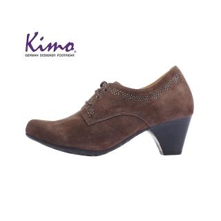 【Kimo】都市風閃鑽優雅羊皮彈性踝靴高跟鞋-沉穩咖(KAIWF138058)