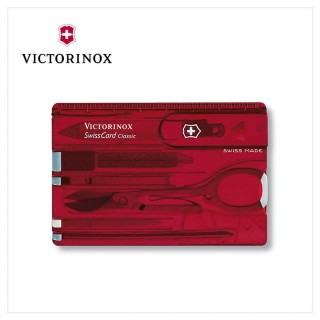 【VICTORINOX 瑞士維氏】SwissCard Classic 10用 瑞士卡/透紅(0.7100.T)