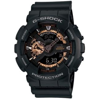 【CASIO 卡西歐】G-SHOCK 復古重機雙顯手錶(GA-110RG-1A)