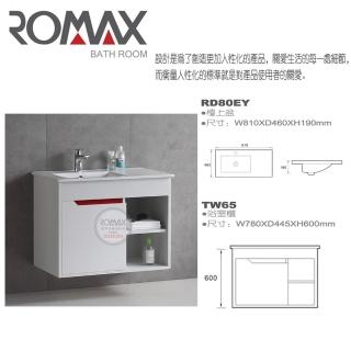 【【洗樂適衛浴】ROMAX】一體瓷盆+單門兩層開放防水發泡板浴櫃(TW65)