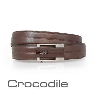 【Crocodile】Crocodile 鱷魚皮件 35mm寬版 真皮自動扣皮帶 0101-25008-02(進口牛皮)