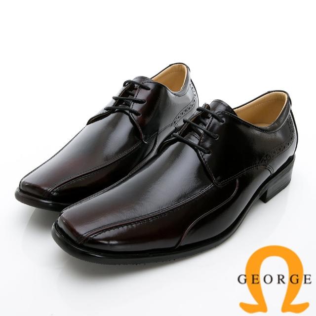 【GEORGE 喬治皮鞋】時尚職人系列 經典素面綁帶小方楦紳士鞋皮鞋-酒紅735019IN-61